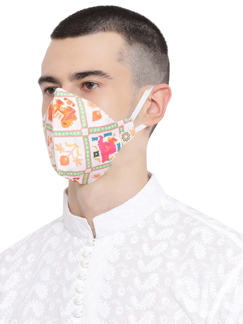 Vastramay Unisex 4 - Ply Digital Printed Reusable Anti-Pollution, Ear Loops Wellness Mask In White - Pack Of 1 Rakhi 5 Vastramay Unisex 4 - Ply Digital Printed Reusable Anti-Pollution, Ear Loops Wellness Mask In White - Pack Of 1 Rakhi