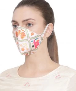 Vastramay Unisex 4 - Ply Digital Printed Reusable Anti-Pollution, Ear Loops Wellness Mask In White - Pack Of 1 Rakhi