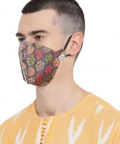 Vastramay Unisex 4 - Ply Digital Printed Reusable Anti-Pollution, Ear Loops Wellness Mask In Brown - Pack Of 1 Rakhi