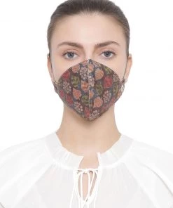 Vastramay Unisex 4 - Ply Digital Printed Reusable Anti-Pollution, Ear Loops Wellness Mask In Brown - Pack Of 1 Rakhi