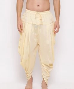 VASTRAMAY Men's Cream Solid Dhoti Pant