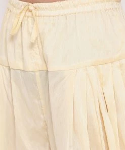 VASTRAMAY Men's Cream Solid Dhoti Pant