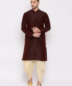 VASTRAMAY Men's Cream Solid Dhoti Pant