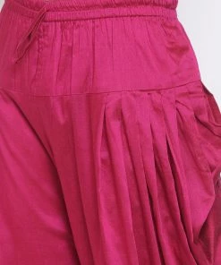 VASTRAMAY Men's Fuchsia Pink Solid Dhoti Pant