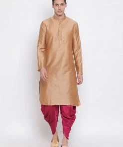 VASTRAMAY Men's Fuchsia Pink Solid Dhoti Pant