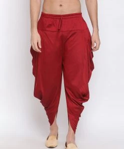 VASTRAMAY Men's Maroon Solid Dhoti Pant