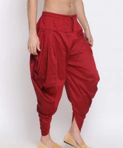 VASTRAMAY Men's Maroon Solid Dhoti Pant