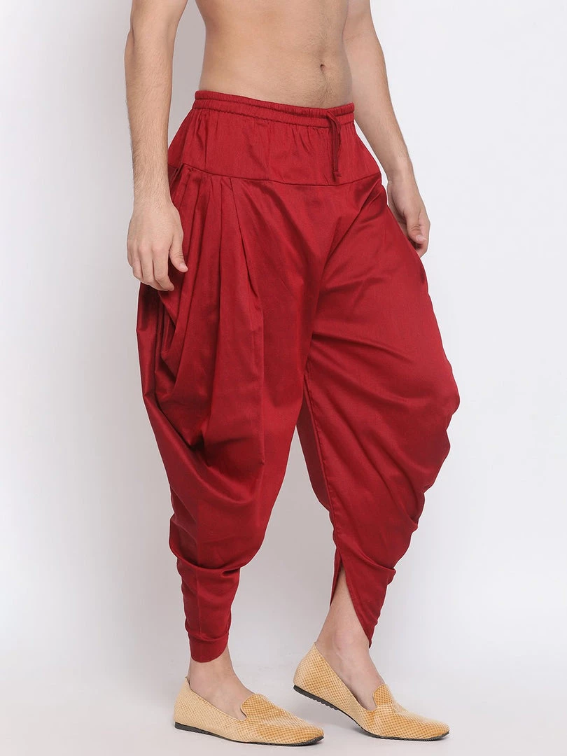 VASTRAMAY Men's Maroon Solid Dhoti Pant 4 VASTRAMAY Men's Maroon Solid Dhoti Pant