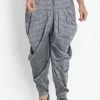 VASTRAMAY Men's Grey Cotton Blend Cowl Dhoti Pant Buy 1 Get 1
