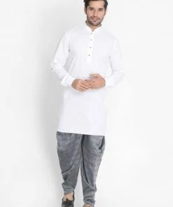 VASTRAMAY Men's Grey Cotton Blend Cowl Dhoti Pant Buy 1 Get 1
