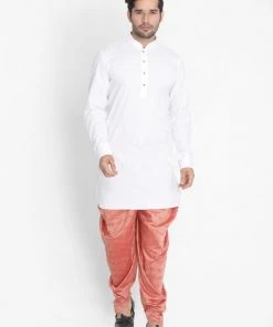 VASTRAMAY Men's Pink Cotton Blend Dhoti Buy 1 Get 1