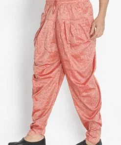 VASTRAMAY Men's Pink Cotton Silk Blend Dhoti Buy 1 Get 1