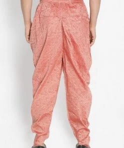 VASTRAMAY Men's Pink Cotton Silk Blend Dhoti Buy 1 Get 1