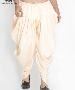 Vastramay Men's Beige Silk Blend Dhoti