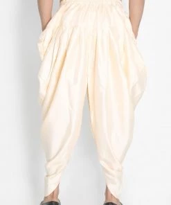 Vastramay Men's Beige Silk Blend Dhoti