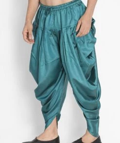 Buy 1 Get 1 VASTRAMAY Men's Green Silk Blend Dhoti