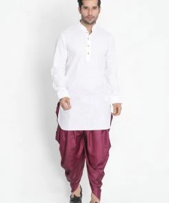 VASTRAMAY Men's Purple Cotton Blend Dhoti