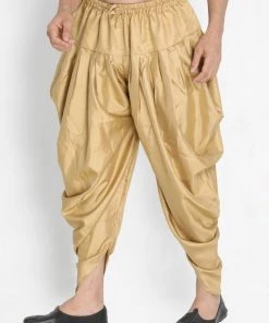 Vastramay Men's Gold Silk Blend Dhoti