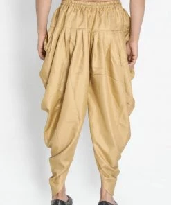 Vastramay Men's Gold Silk Blend Dhoti