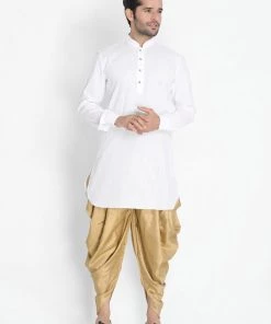 Vastramay Men's Gold Silk Blend Dhoti