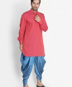 VASTRAMAY Men's Dark Blue Silk Blend Dhoti