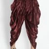 VASTRAMAY Men's Maroon Cotton Blend Dhoti