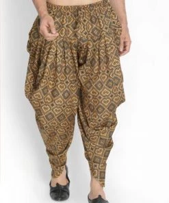 VASTRAMAY Men's Yellow Silk Blend Dhoti