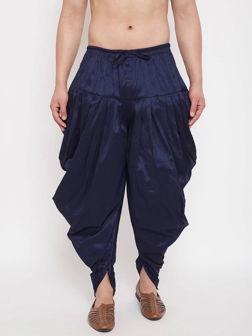 Vastramay Men's Navy Blue Dhoti Pants 3 Vastramay Men's Navy Blue Dhoti Pants