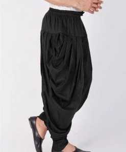 Vastramay Men's Black Cotton Silk Blend Dhoti