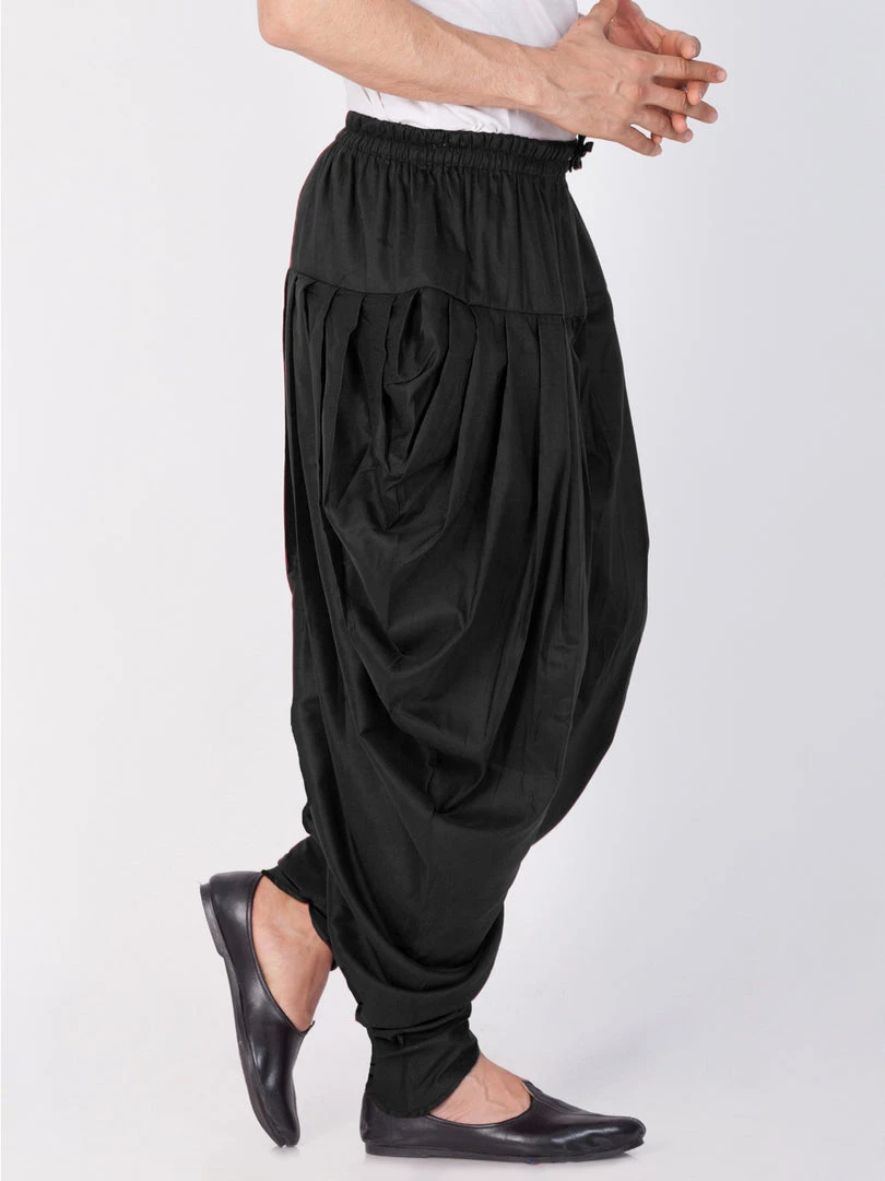 Vastramay Men's Black Cotton Silk Blend Dhoti 4 Vastramay Men's Black Cotton Silk Blend Dhoti