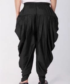 Vastramay Men's Black Cotton Silk Blend Dhoti 10 Vastramay Men's Black Cotton Silk Blend Dhoti