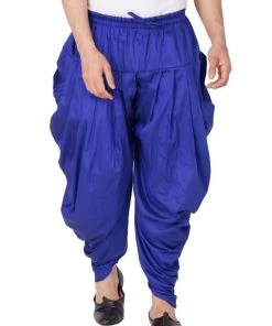 Vastramay Men's Blue Cotton Silk Blend Dhoti