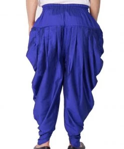 Vastramay Men's Blue Cotton Silk Blend Dhoti