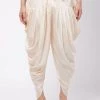 Vastramay Men's Cream Cotton Blend Cowl Dhoti