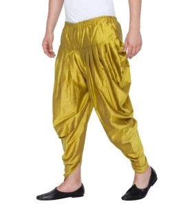 Vastramay Men's Green Cotton Silk Blend Dhoti