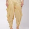 Vastramay Men's Gold Cotton Blend Cowl Dhoti