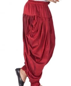 Vastramay Men's Maroon Cotton Silk Blend Dhoti