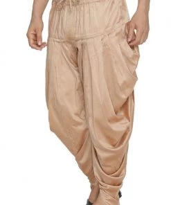 Vastramay Men's Rose Gold Cotton Silk Blend Dhoti