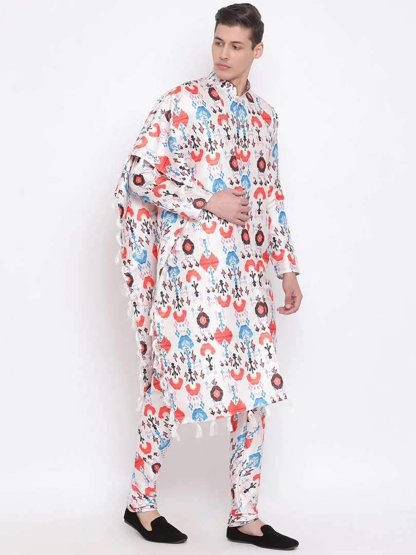 Vastramay Digital Tribal Printed Silk Blend Kurta, Pyjama & Dupatta Set 4 Vastramay Digital Tribal Printed Silk Blend Kurta, Pyjama & Dupatta Set