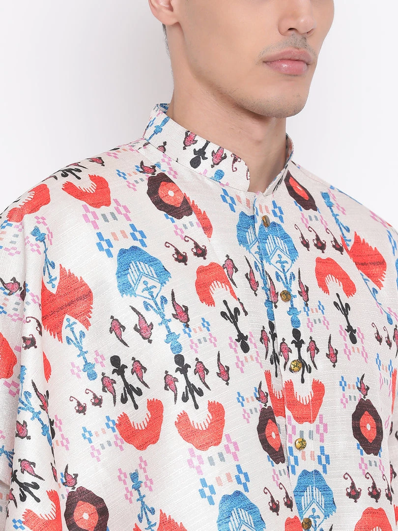 Vastramay Digital Tribal Printed Silk Blend Kurta, Pyjama & Dupatta Set 6 Vastramay Digital Tribal Printed Silk Blend Kurta, Pyjama & Dupatta Set