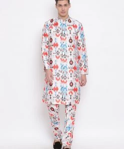 Vastramay Digital Tribal Printed Silk Blend Kurta, Pyjama & Dupatta Set 12 Vastramay Digital Tribal Printed Silk Blend Kurta, Pyjama & Dupatta Set