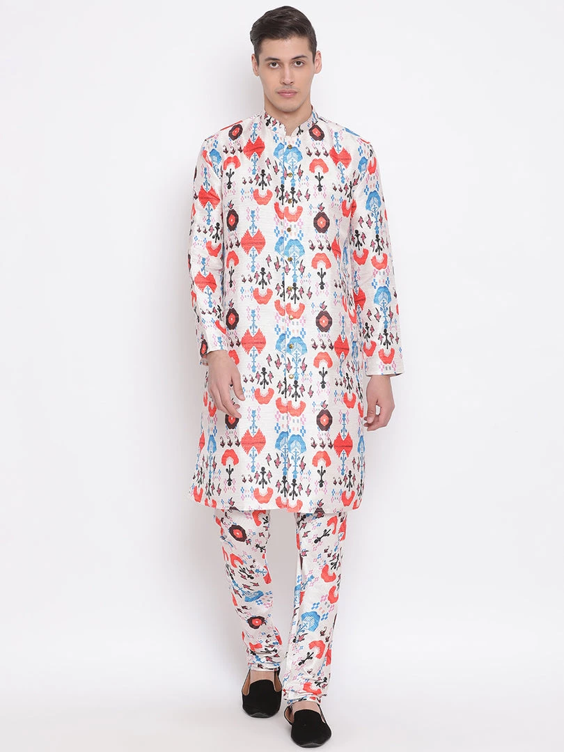 Vastramay Digital Tribal Printed Silk Blend Kurta, Pyjama & Dupatta Set 7 Vastramay Digital Tribal Printed Silk Blend Kurta, Pyjama & Dupatta Set