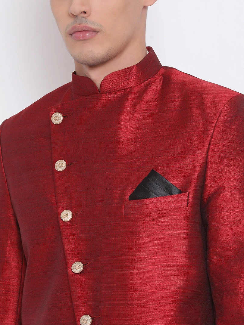 Vastramay Men's Cream And Maroon Viscose Ethnic Combo Set 6 Vastramay Men's Cream And Maroon Viscose Ethnic Combo Set