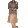 VASTRAMAY Men's Brown Silk Blend Prince Coat Bandhgala/Jodhpuri