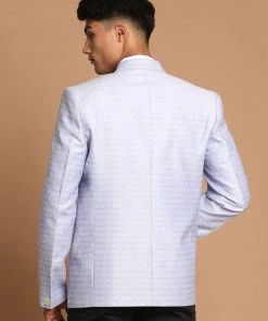 VASTRAMAY Men's Lavender Color Woven Design Blazer Shaadi 10 VASTRAMAY Men's Lavender Color Woven Design Blazer Shaadi