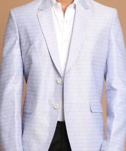 VASTRAMAY Men's Lavender Color Woven Design Blazer Shaadi 11 VASTRAMAY Men's Lavender Color Woven Design Blazer Shaadi
