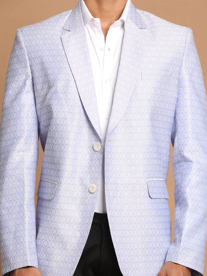 VASTRAMAY Men's Lavender Color Woven Design Blazer Shaadi 6 VASTRAMAY Men's Lavender Color Woven Design Blazer Shaadi