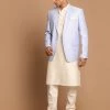 SHRESTHA By VASTRAMAY VASTRAMAY Men's Lavender Woven Blazer And Cream Solid Kurta With Pajama Set Shaadi