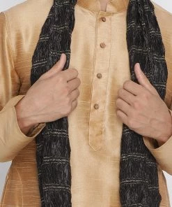 Vastramay Men's Black Viscose Dupatta 8 Vastramay Men's Black Viscose Dupatta