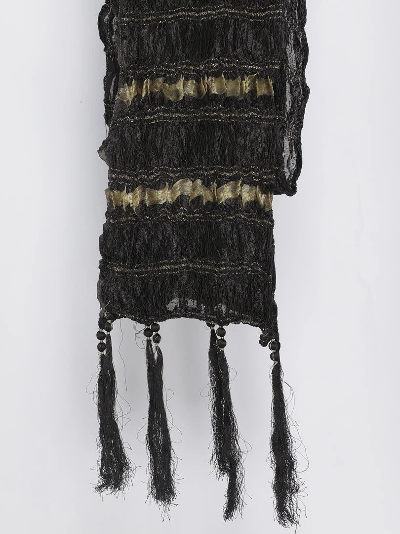 Vastramay Men's Black Viscose Dupatta 6 Vastramay Men's Black Viscose Dupatta